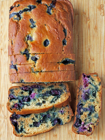 Blueberry Bread sliced overhead