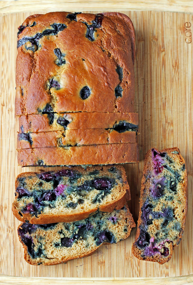 Blueberry Bread sliced overhead