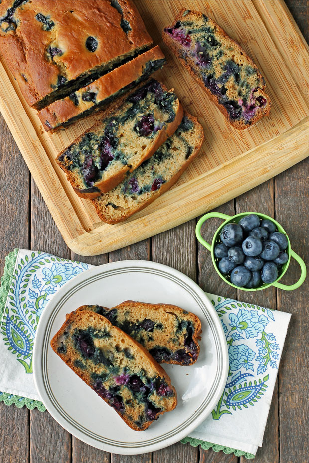Blueberry Bread sliced plated