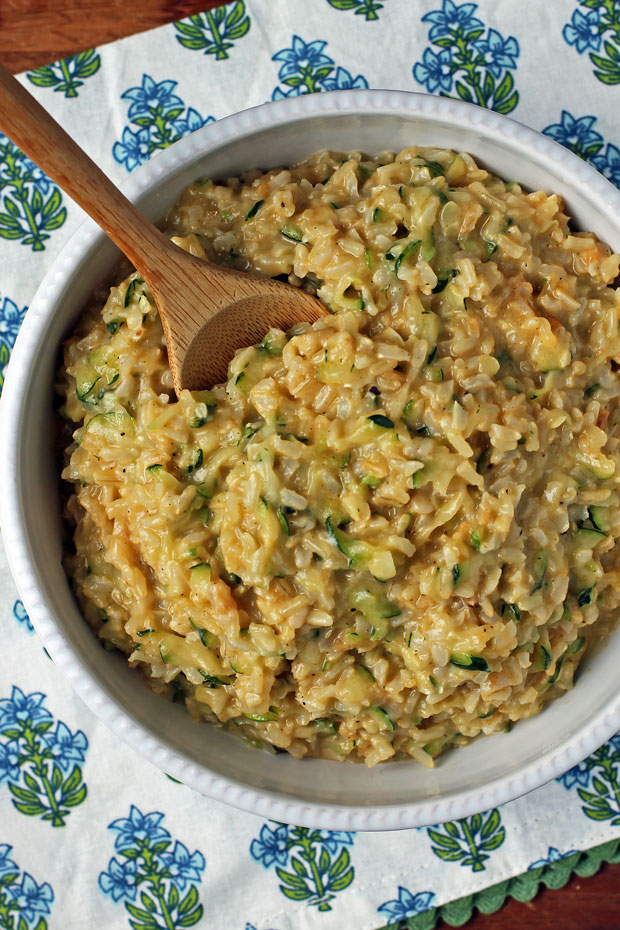 Cheesy Zucchini Rice overhead shot