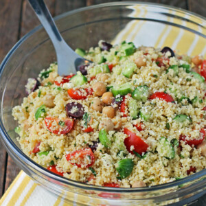 Mediterranean Couscous Salad in a serving bowl