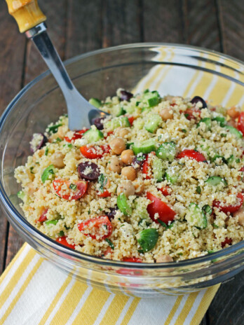 Mediterranean Couscous Salad in a serving bowl