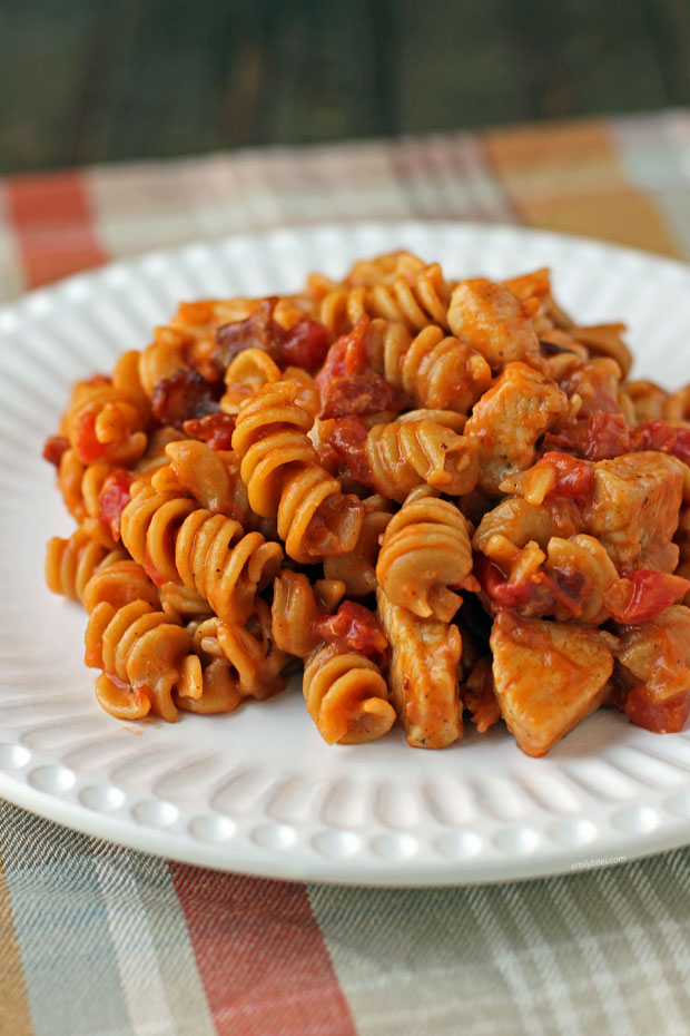 One-Pot Barbecue Chicken Pasta on a plate