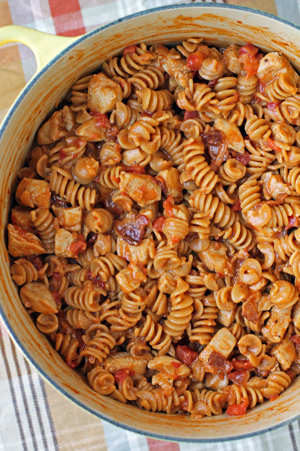 One-Pot Barbecue Chicken Pasta - Emily Bites