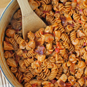 One-Pot Barbecue Chicken Pasta stirred