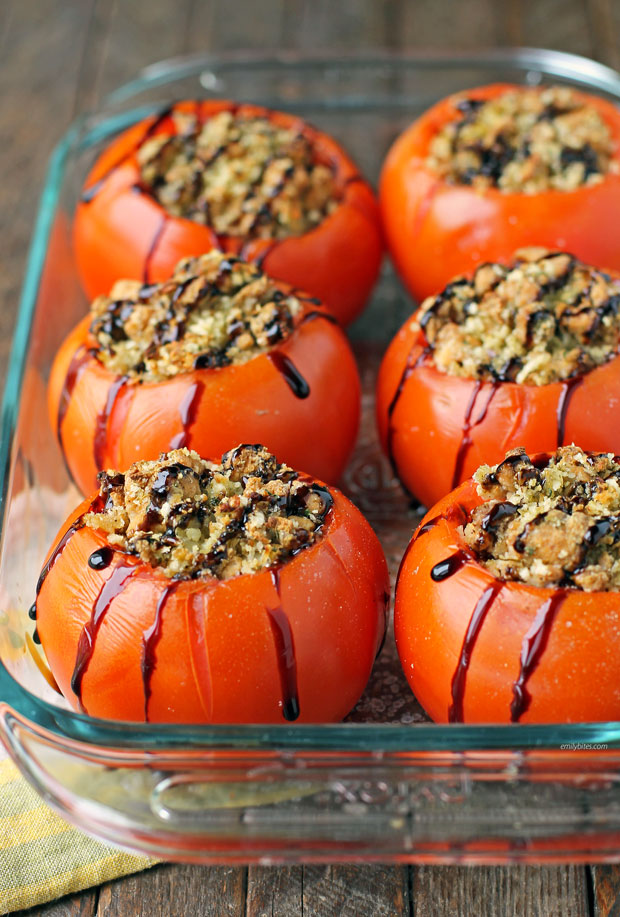 Sausage Stuffed Tomatoes close up