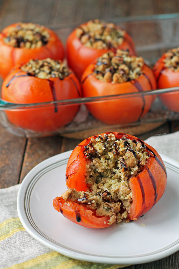 Sausage Stuffed Tomatoes cut open