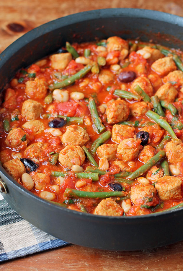 Sausage and Beans Skillet close up