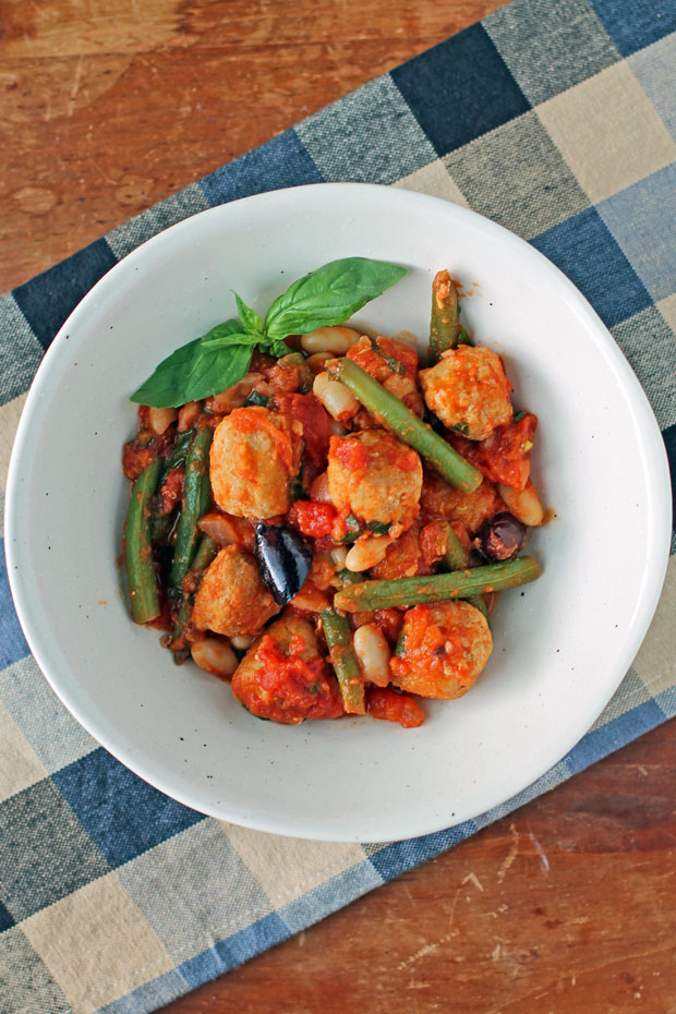 Sausage and Beans Skillet serving in a bowl