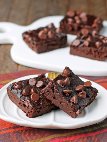 Fudgy Pumpkin Chocolate Brownies on a plate