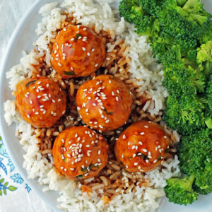 Pineapple Teriyaki Meatballs overhead