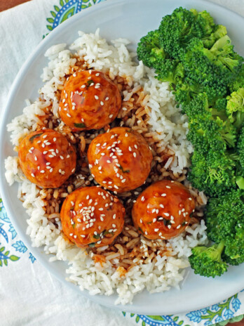 Pineapple Teriyaki Meatballs overhead