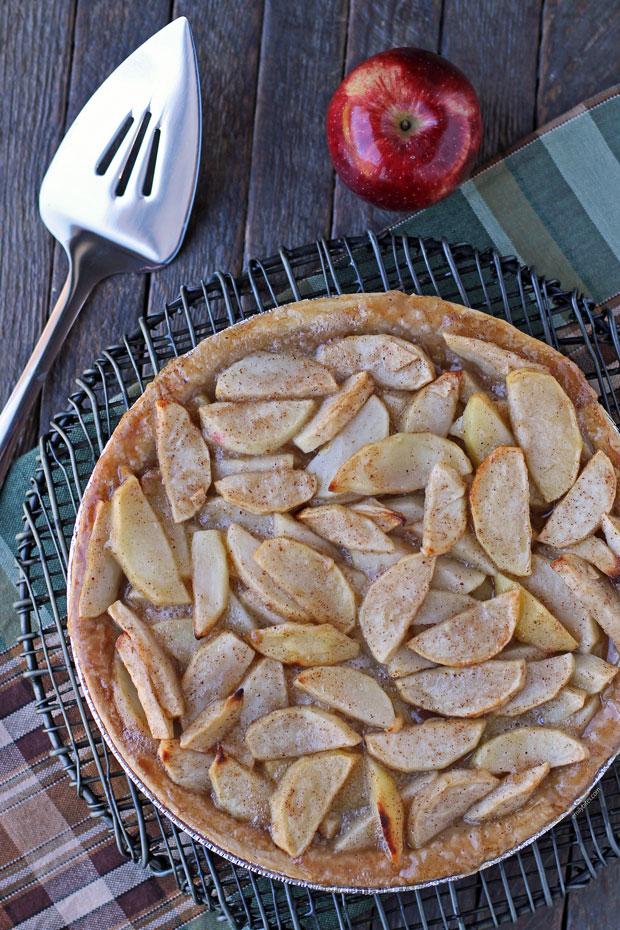 Topless Apple Pie on a cooling rack