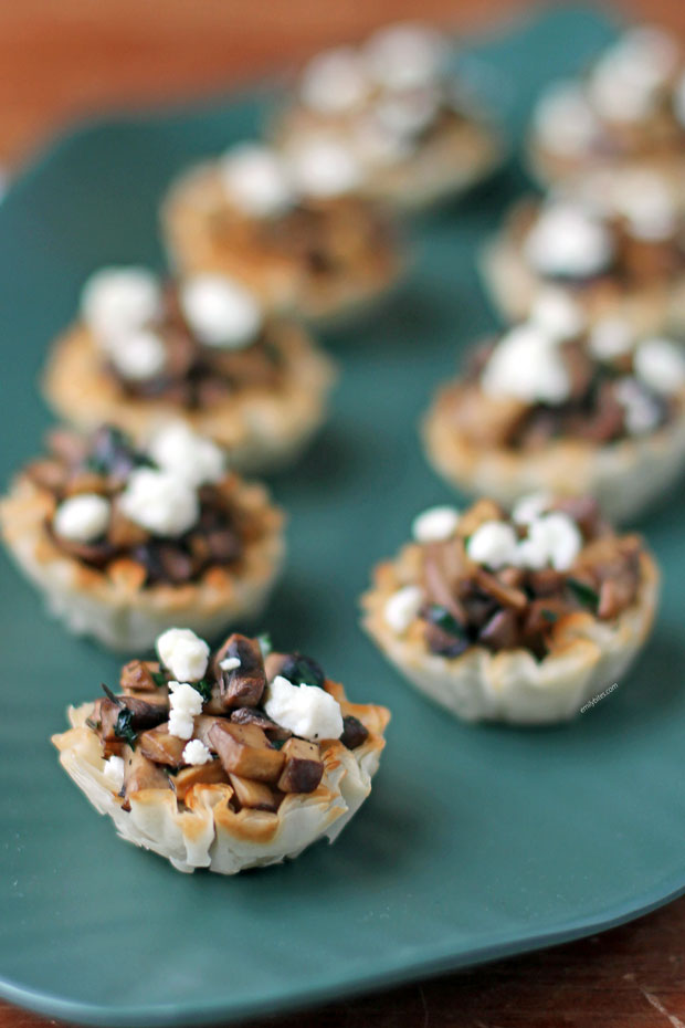 Goat Cheese Mushroom Tartlets close up