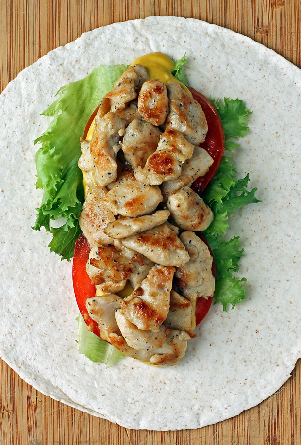 Honey Mustard Chicken Wrap open