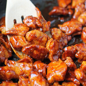 Honey Coriander Chicken Bites in the pan