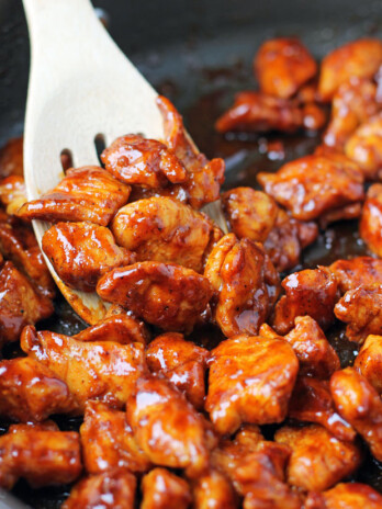 Honey Coriander Chicken Bites in the pan