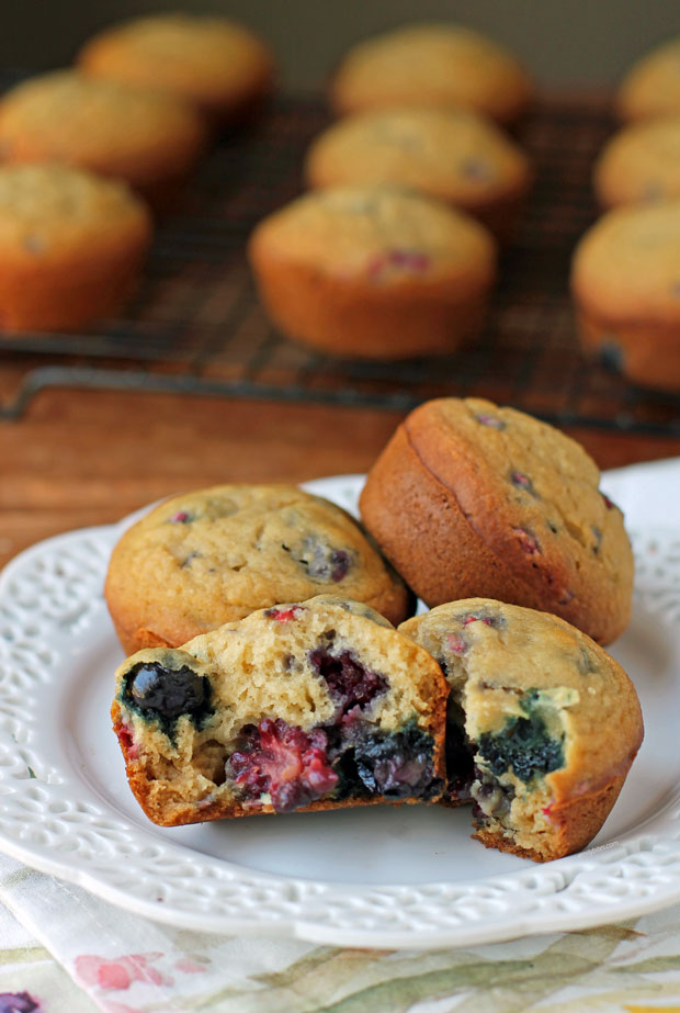 Triple Berry Muffins - Emily Bites