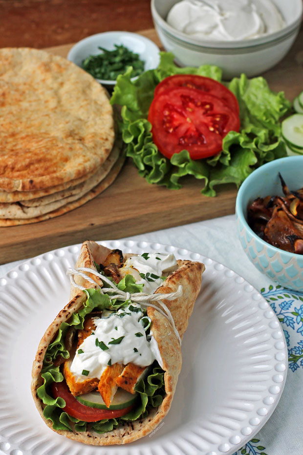 Chicken Shawarma Wrap with ingredients