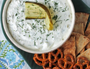 Dill Pickle Dip in a bowl