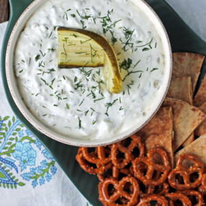 Dill Pickle Dip in a bowl