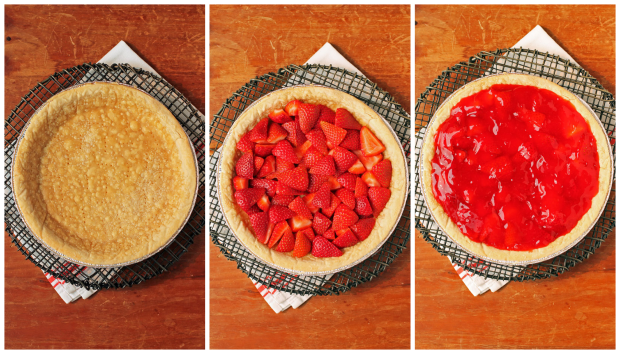 Strawberry Jello Pie ingredient progression