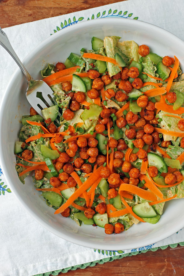 Buffalo Roasted Chickpea Salad overhead view