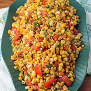 Corn and Tomato Salad on a platter