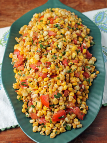 Corn and Tomato Salad on a platter