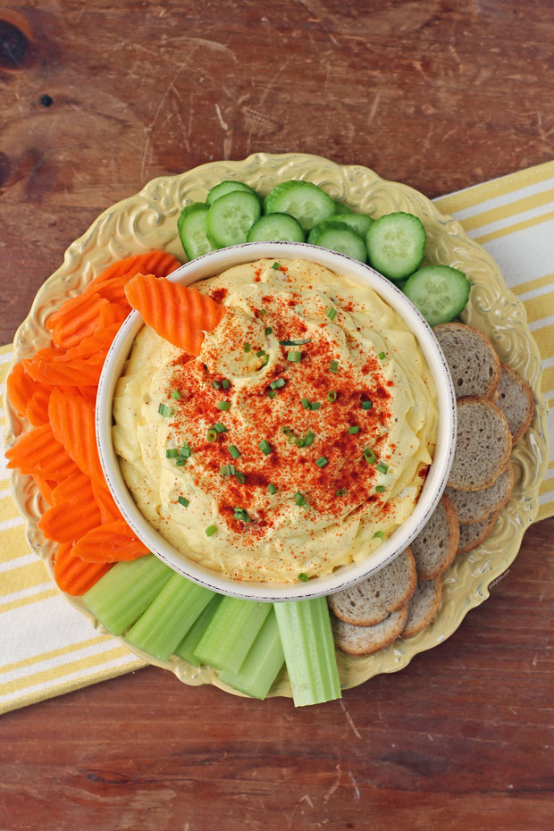 Deviled Egg Dip served with veggies