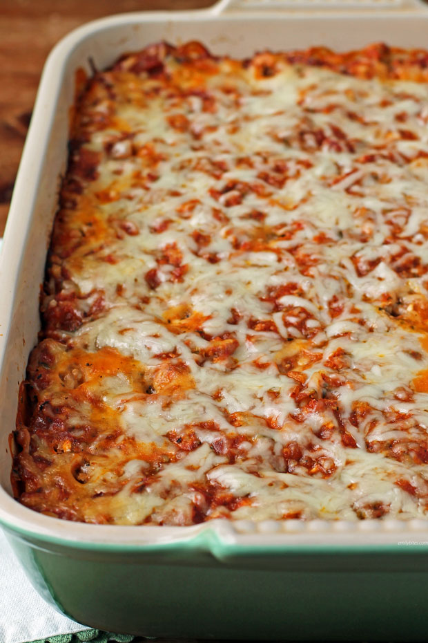 Loaded Spaghetti Bake close up