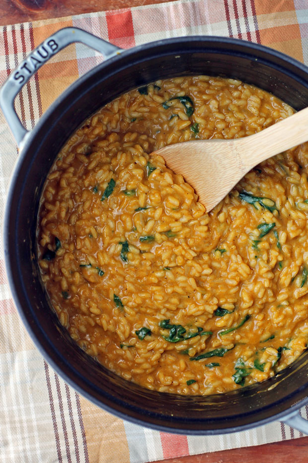 Pumpkin Risotto being stirred