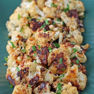 Garlic Parmesan Roasted Cauliflower close up