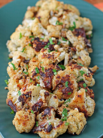 Garlic Parmesan Roasted Cauliflower close up
