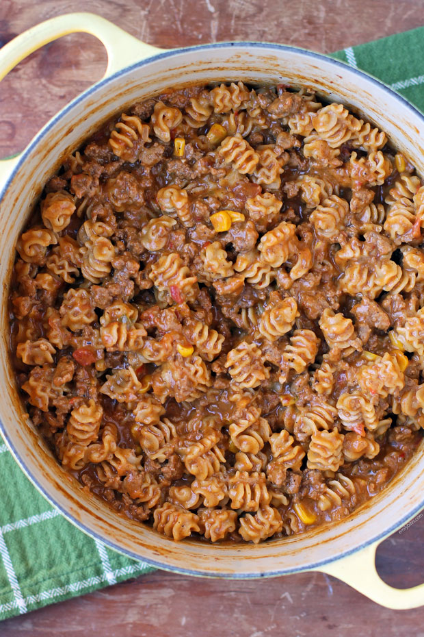 One-Pot Taco pasta finished in pot