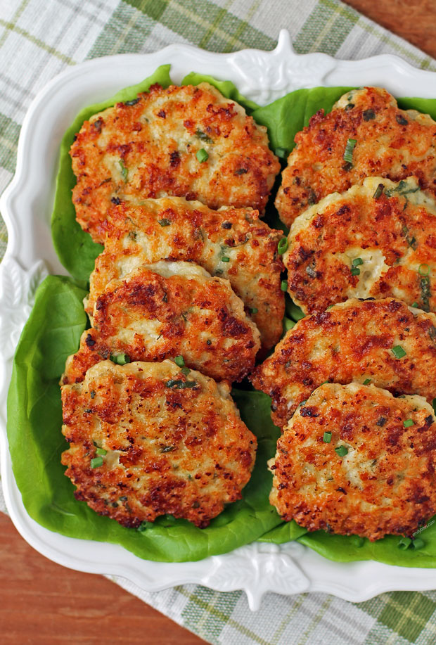 Herb and Cheese Chicken Fritters overhead