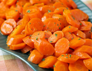 Easy Slow Cooker Carrots on a serving dish
