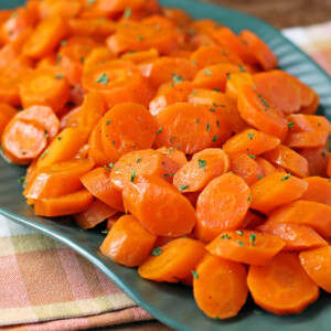 Easy Slow Cooker Carrots on a serving dish