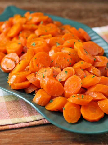 Easy Slow Cooker Carrots on a serving dish