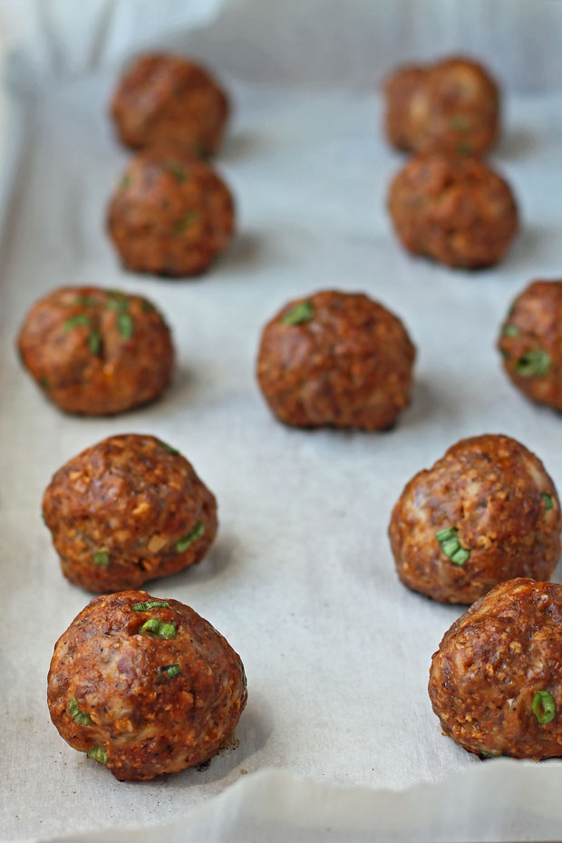Spicy Korean-Inspired Meatballs baked