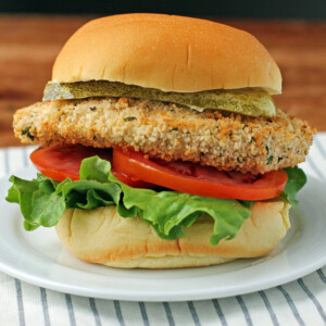 Crispy Pickle-Brined Chicken Sandwich on a plate