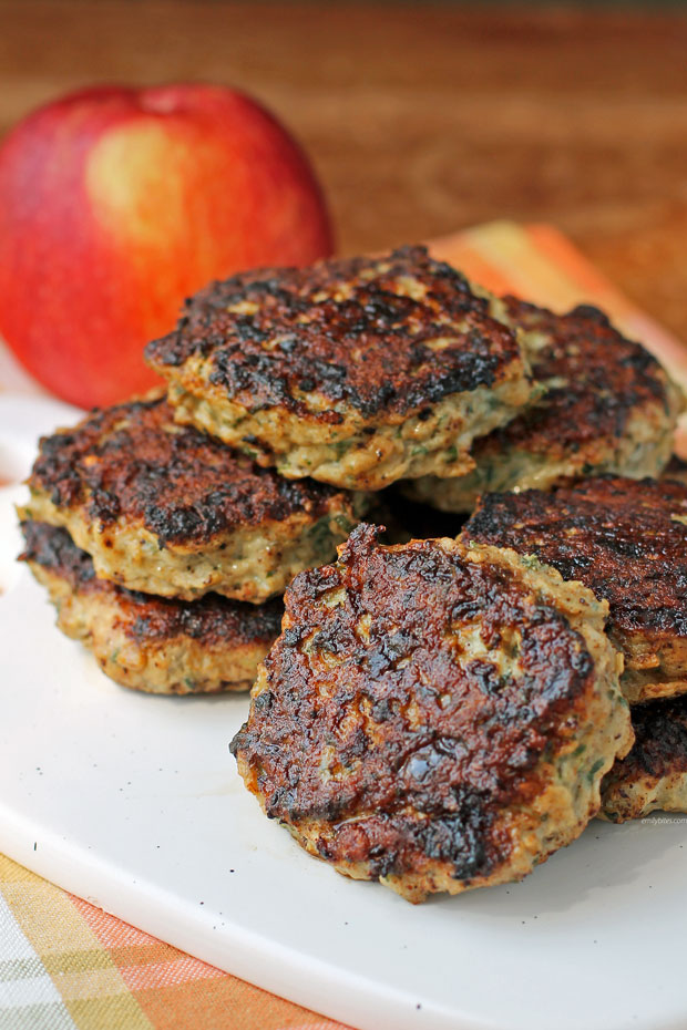 Apple Chicken Sausage Patties with an apple