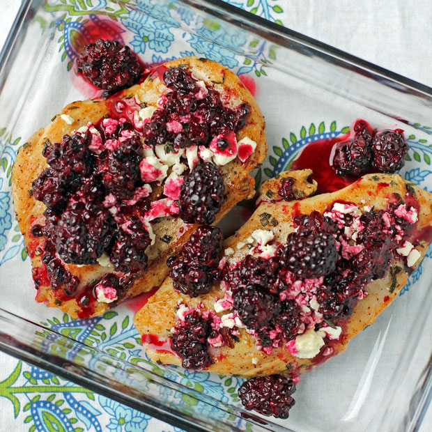 Feta and Blackberry Chicken Breasts leftovers close up