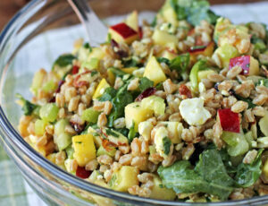 Apple Farro Salad in a serving bowl