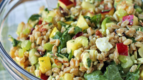 Apple Farro Salad in a serving bowl