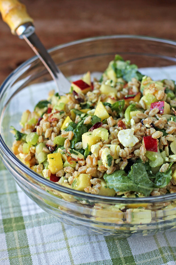 Apple Farro Salad in a serving bowl