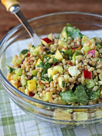 Apple Farro Salad in a serving bowl