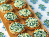 Spinach Artichoke Dip Tartlets on a serving tray