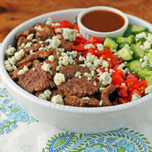 Black and Blue Steak Salad in a bowl