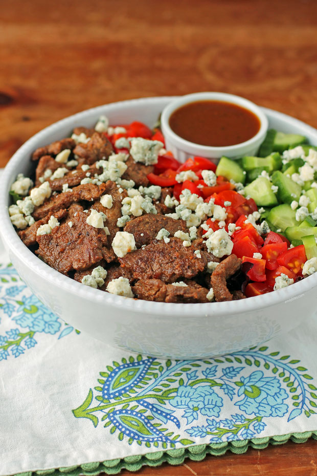 Black and Blue Steak Salad in a bowl